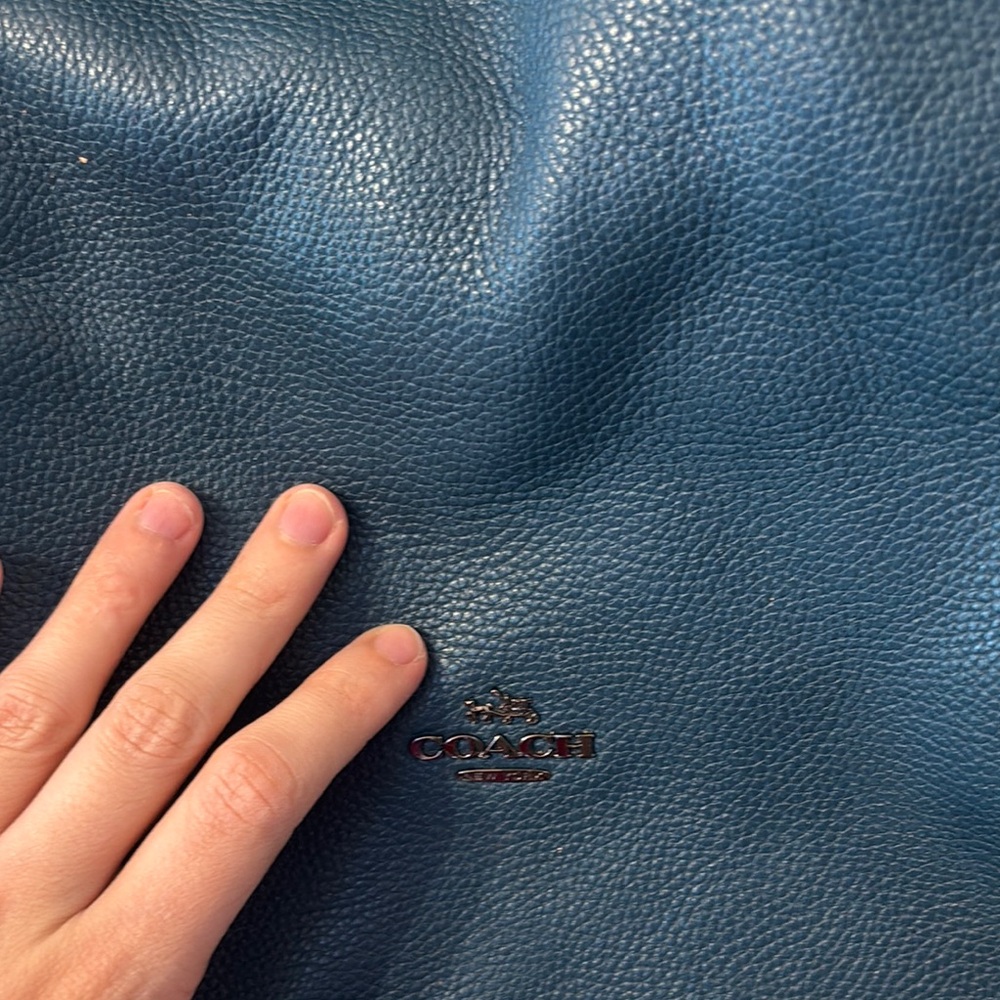 Coach Teal Leather Shoulder Tote - Picture 2 of 9